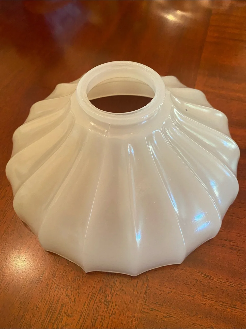 Milk Glass Ribbed Umbrella Pendant Light Shade 2.25” Fitter —Grayish Tint